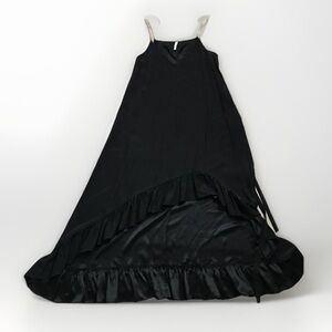 Thayer Silk Elegant Black Maxi Dress with belt